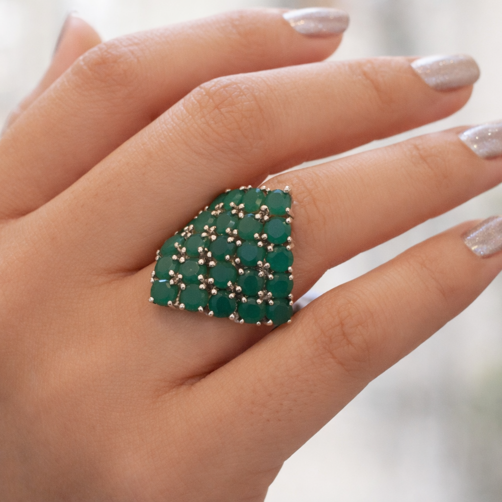 Handmade Emerald Sterling Silver Statement Ring