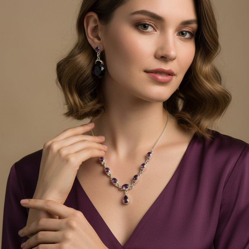 Handmade Sterling Silver Amethyst Jewelry – Teardrop Necklace
