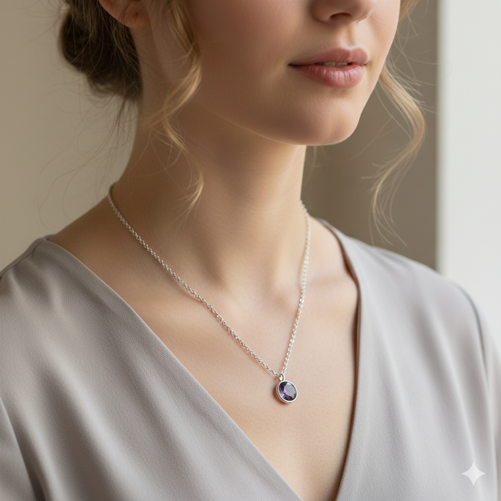 Handmade sterling silver gemstone necklace